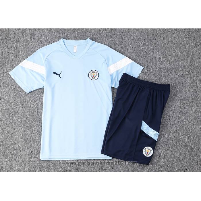Fato de Treino Manchester City Manga Curta 2022-2023 Azul - Calcas Curta